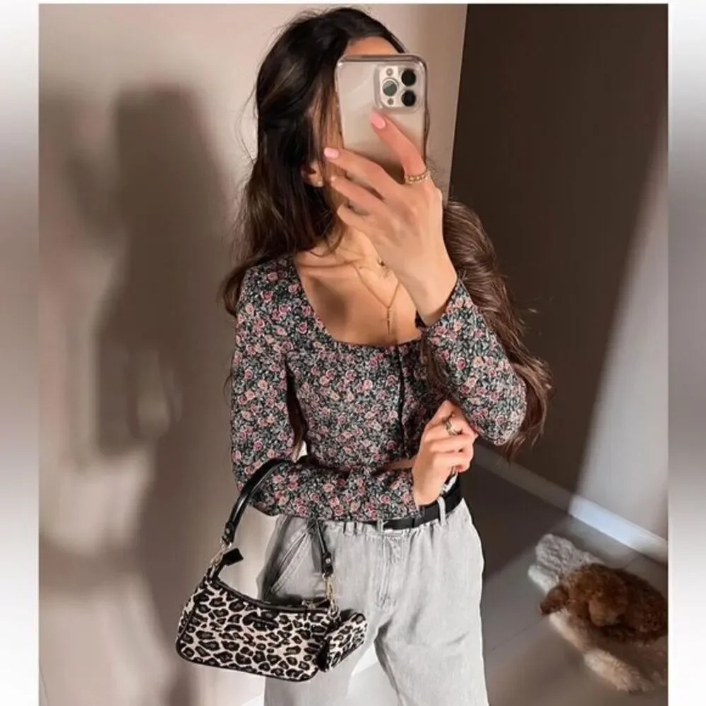 ZARA FLORAL PRINT CROP TOP‎